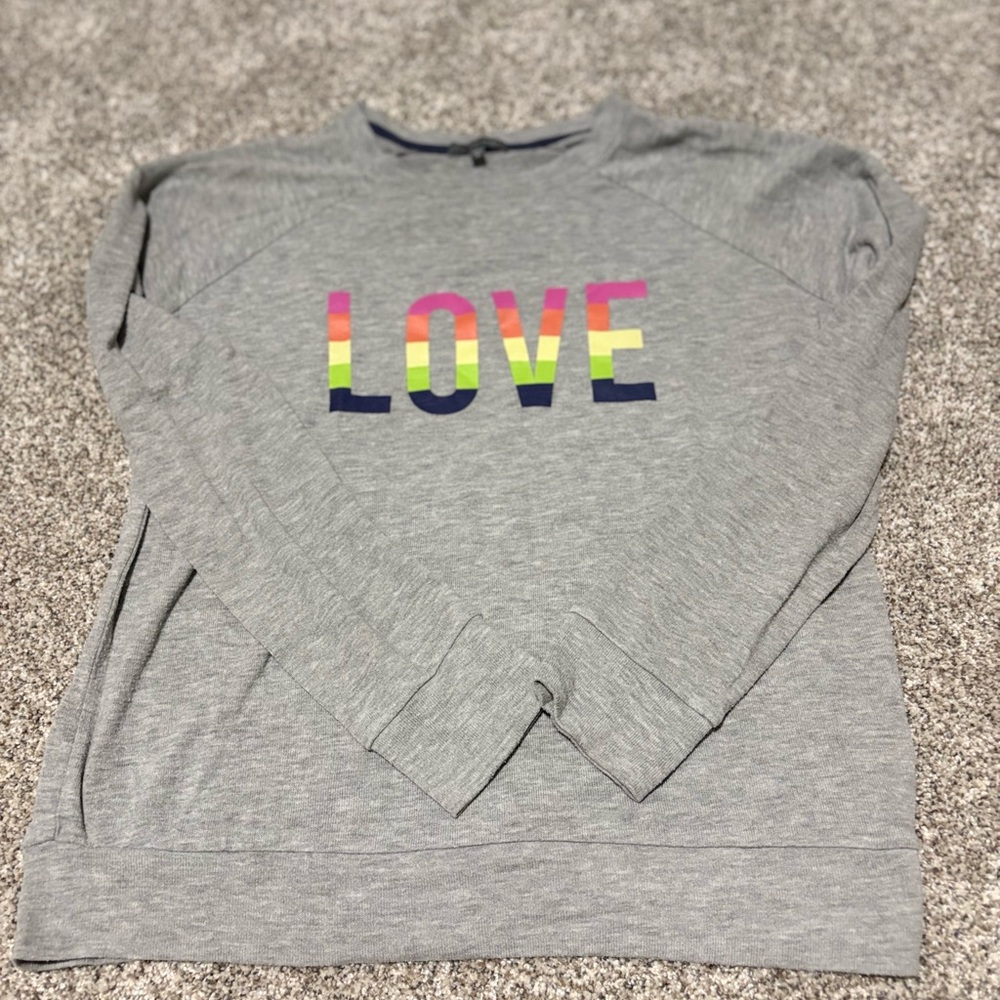 PJ Salvage Gray Sweatshirt with Rainbow LOVE Print